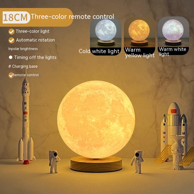 3D Rotating Moon Lamp - Magnetic Floating Effect Night Light