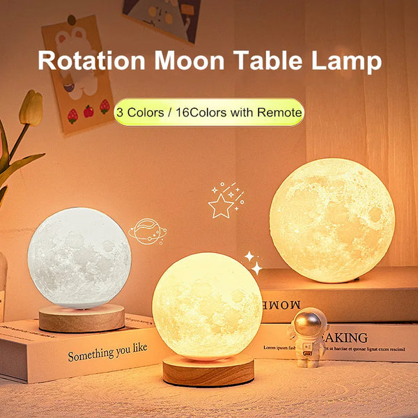 3D Rotating Moon Lamp - Magnetic Floating Effect Night Light
