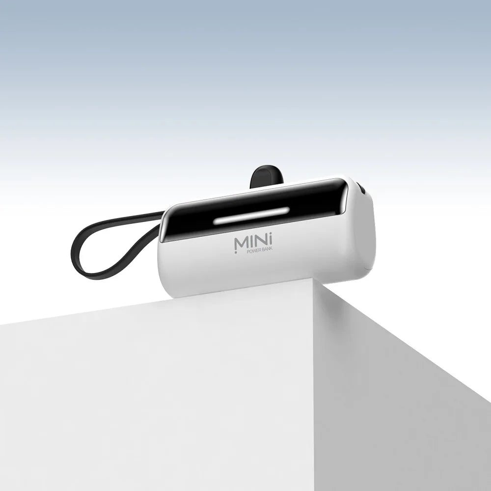 5000mAh Fast Charging Power Bank - Portable Charger with Built-In USB-C Cable for All Phones