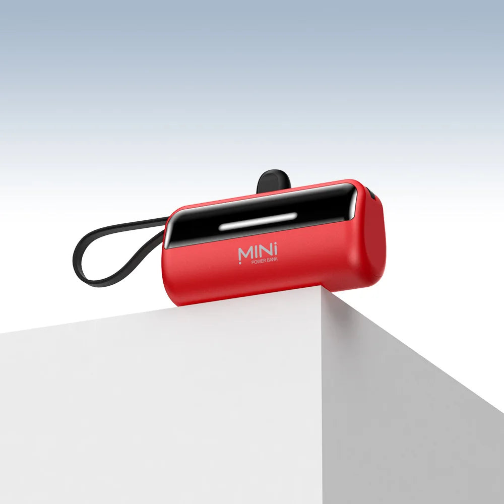 5000mAh Fast Charging Power Bank - Portable Charger with Built-In USB-C Cable for All Phones