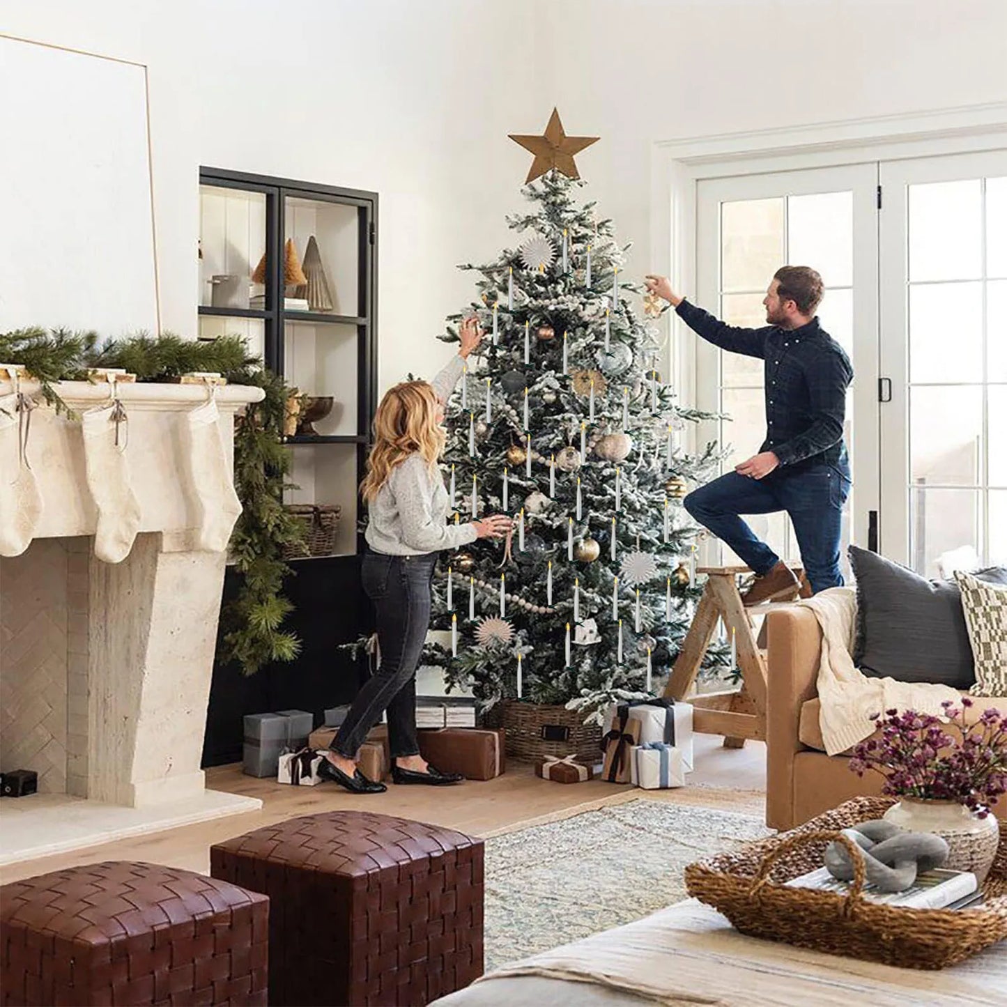 Flameless LED Candles with Remote Wand - 12 Floating Candles with Warm Flickering Light