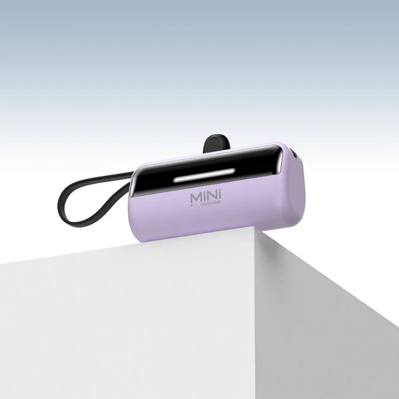 5000mAh Fast Charging Power Bank - Portable Charger with Built-In USB-C Cable for All Phones