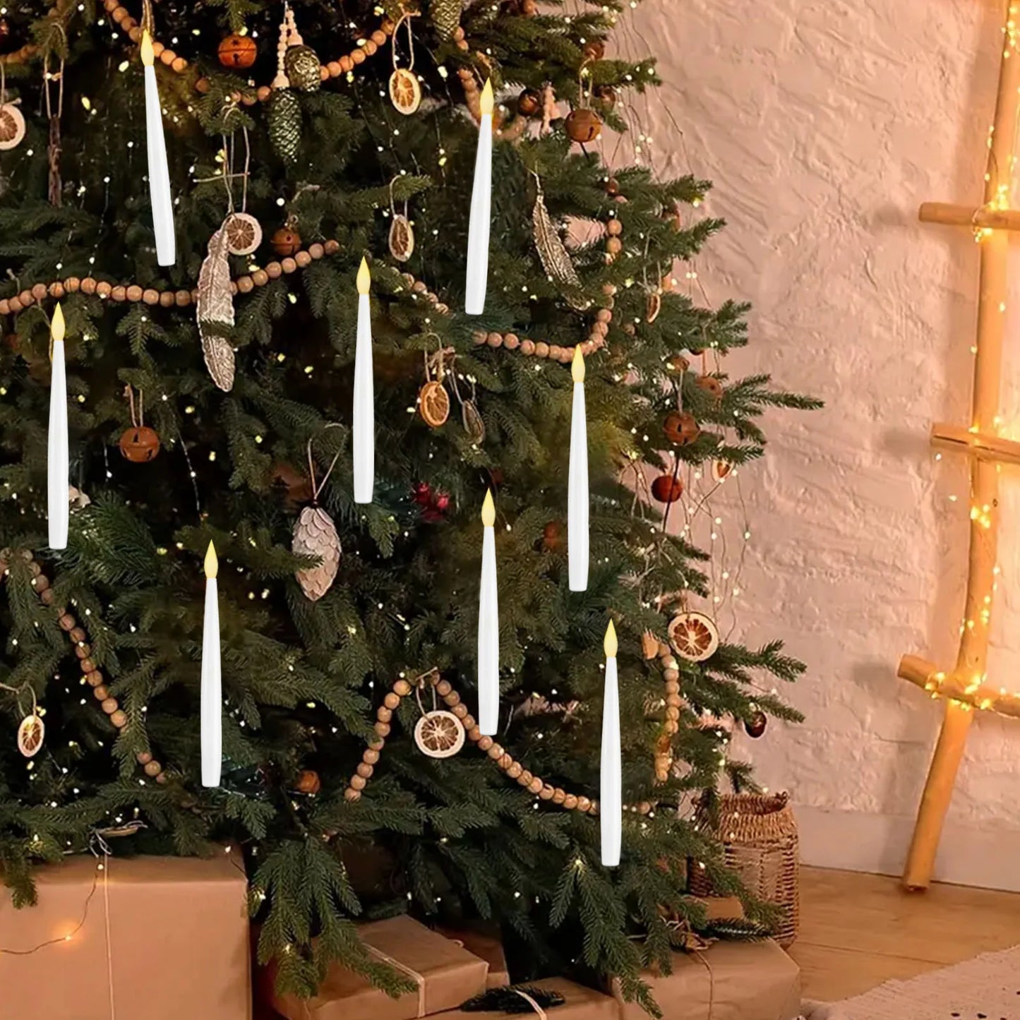 Flameless LED Candles with Remote Wand - 12 Floating Candles with Warm Flickering Light