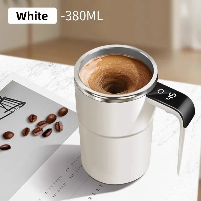 Self-Stirring Coffee Mug with Temperature Display - Auto-Mix Smart Cup Keeps Drinks Perfect