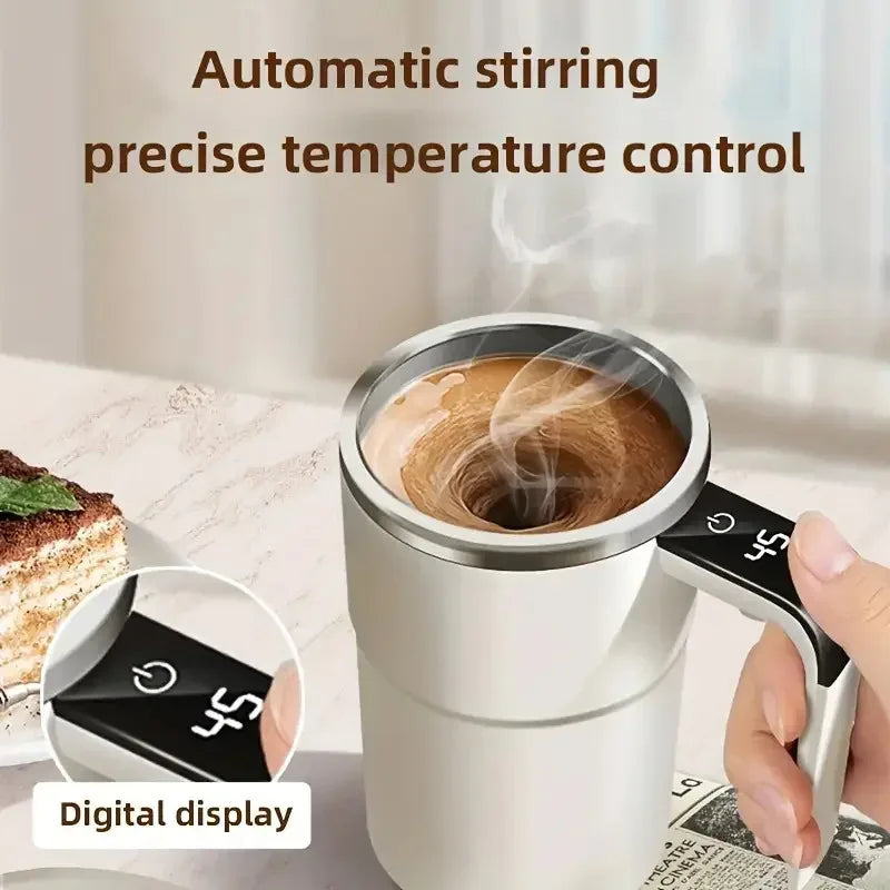 Self-Stirring Coffee Mug with Temperature Display - Auto-Mix Smart Cup Keeps Drinks Perfect