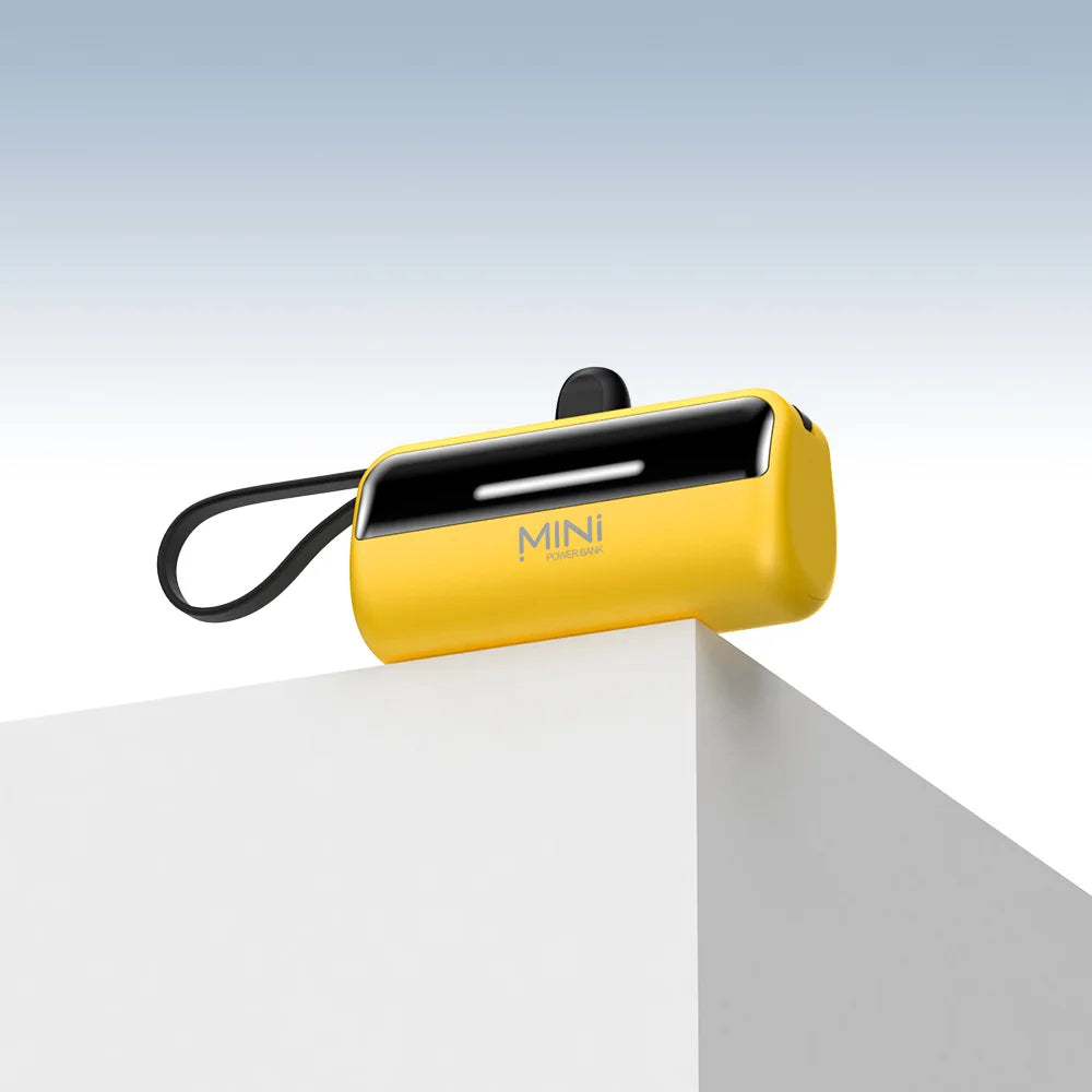 5000mAh Fast Charging Power Bank - Portable Charger with Built-In USB-C Cable for All Phones