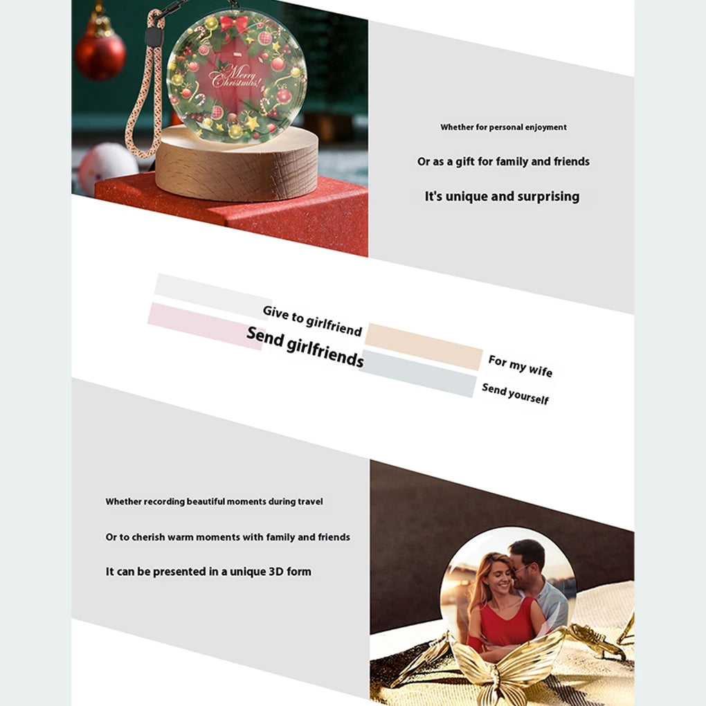 3D Photo Video Display Ball - Personalized Memory Orb with LED Light & App Control