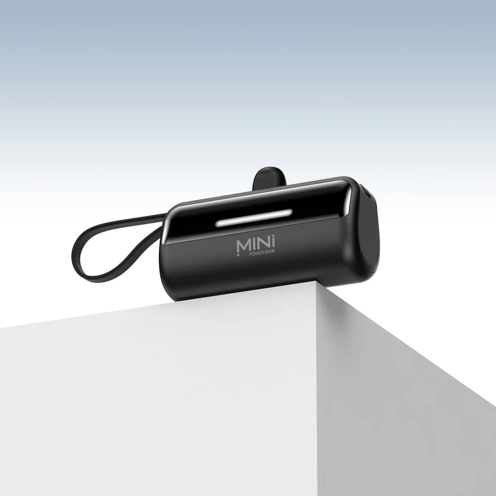 5000mAh Fast Charging Power Bank - Portable Charger with Built-In USB-C Cable for All Phones