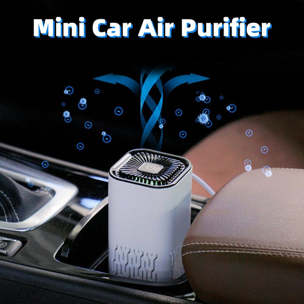 Portable HEPA Car Air Purifier & Ionizer - Eliminates Odors & Allergens